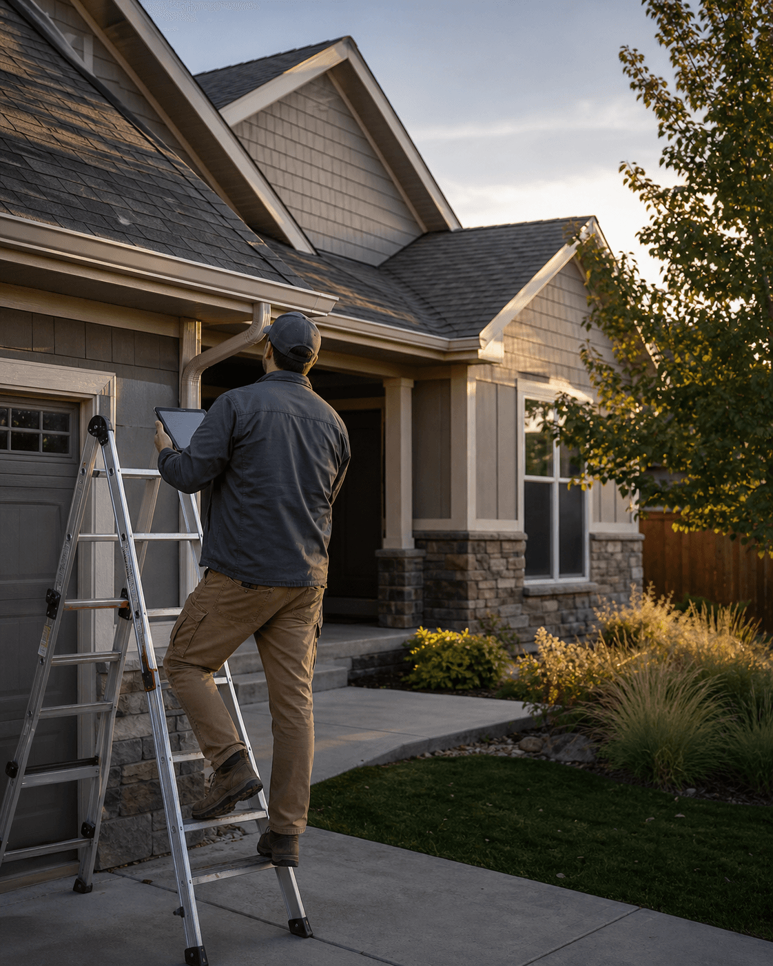 Colorado contractor inspecting a home's roof and exterior